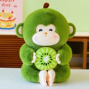 Kiwi Monkey Plush Toy - Cute Peach-Holding Monkey Stuffed Animal